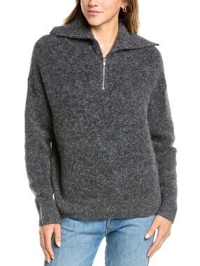 NWOT Vince Alpaca Wool Blend Quarter Zip Sweater XS Soft Grey Luxury
